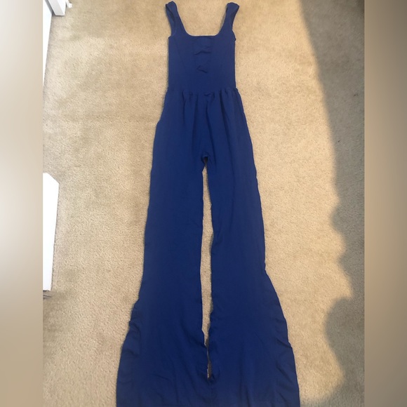 Free People Good Karma Flared Onesie In Blue Indigo. NWOT! Sz XS/S - Picture 7 of 8